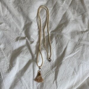 Anthropologie Cream Tassel Necklace